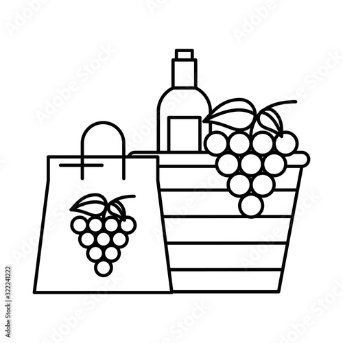grapes fresh fruits in paper shopping bag