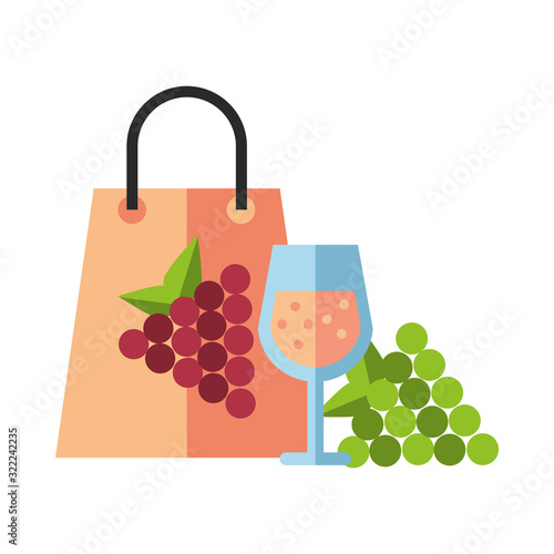 grapes fresh fruits in paper shopping bag