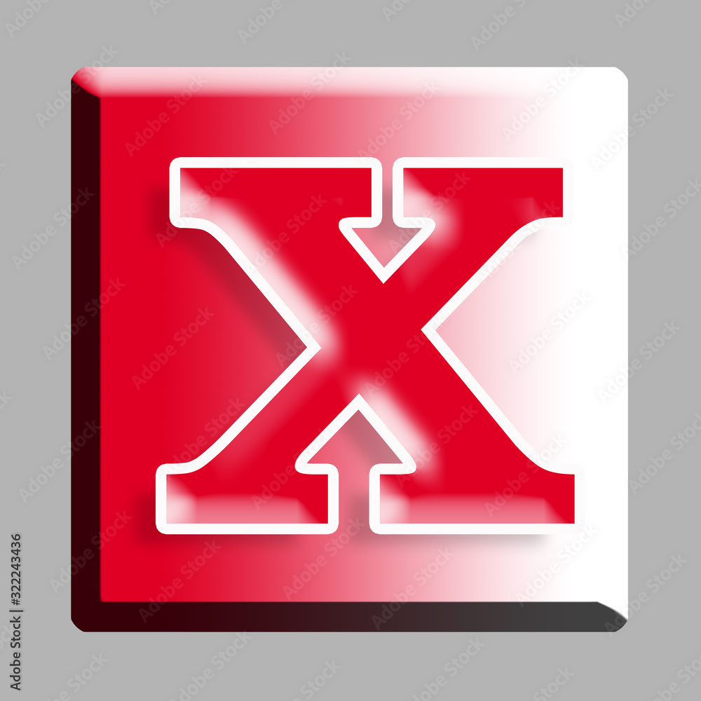 X Alphabet Text font letter , Red button icon X Alphabet Text font letter , Red button icon