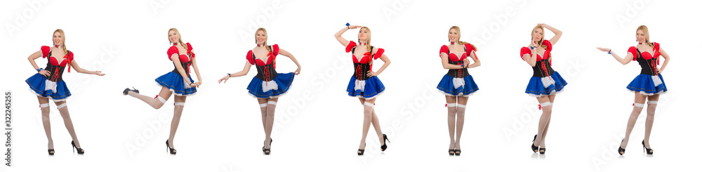 Woman waitress in oktoberfest concept Woman waitress in oktoberfest concept