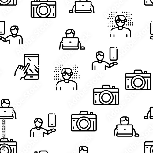 Gadget And Device Seamless Pattern Vector Thin Line. Illustrations