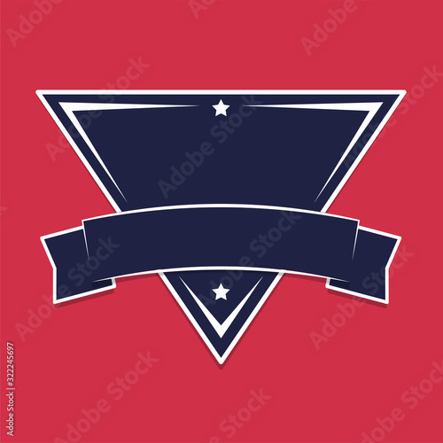 Blank triangle shield shape with ribbon - place for your text