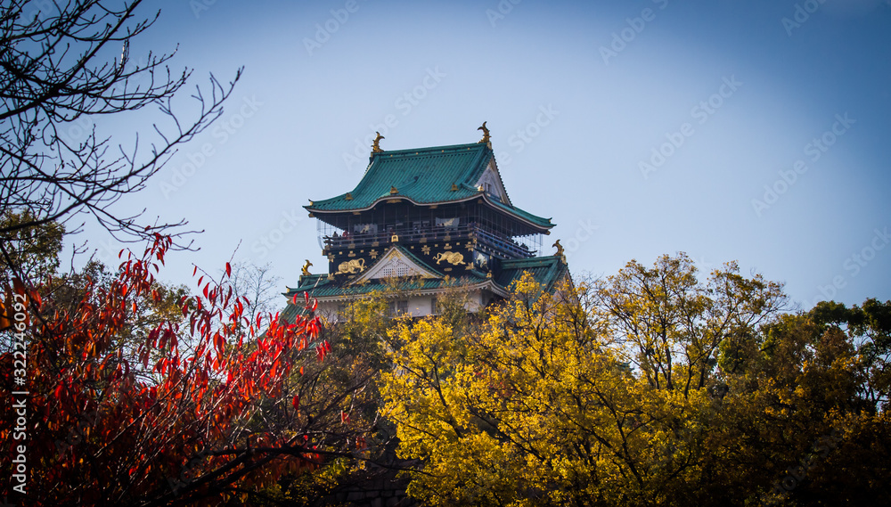 Naklejka premium Osaka castle in autumn