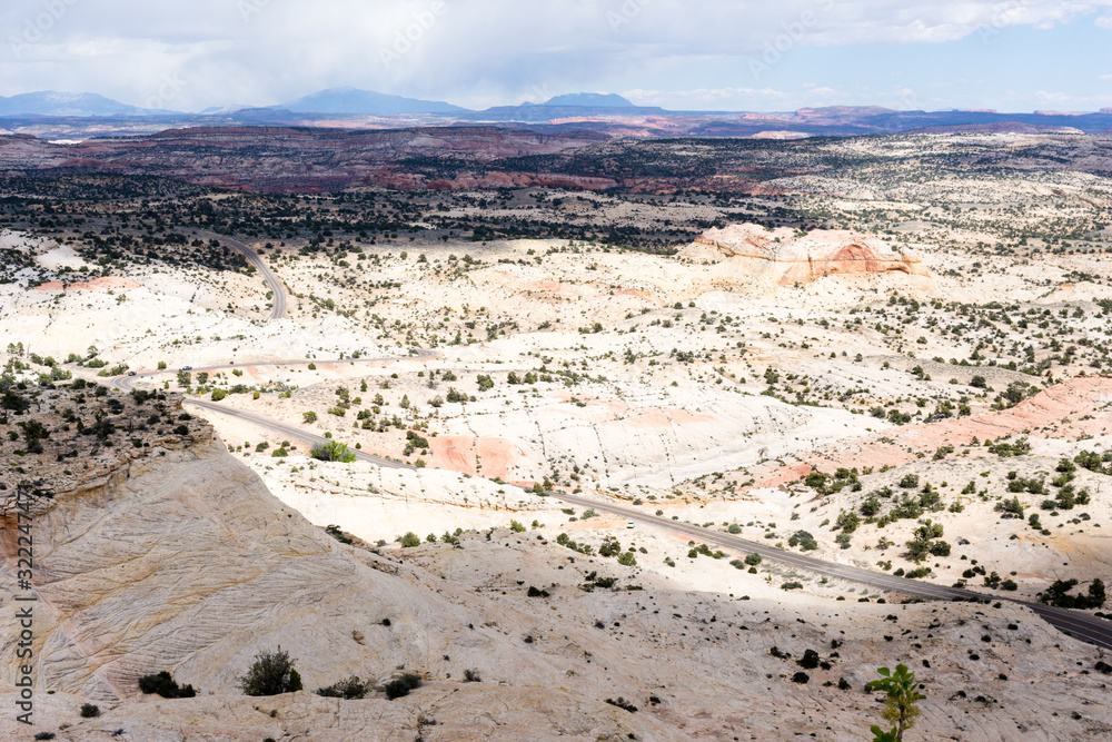 Dramatic landscape of the Grand Staircase-Escalante National Monument along highway 12 in Utah, USA - view from Head of the Rocks Overlook
