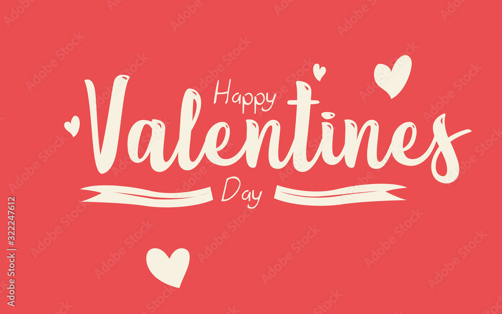 Valentines day illustrations and typography elements