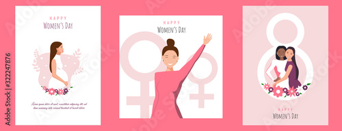 International Women's Day. Vector template with lettering design. 8 march, womans day, women's day background, womens day banners, womens day flyer, women's day design