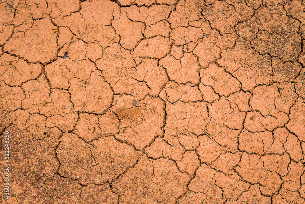 Red ground broken form heat and dry drought pollution Red ground broken form heat and dry drought pollution