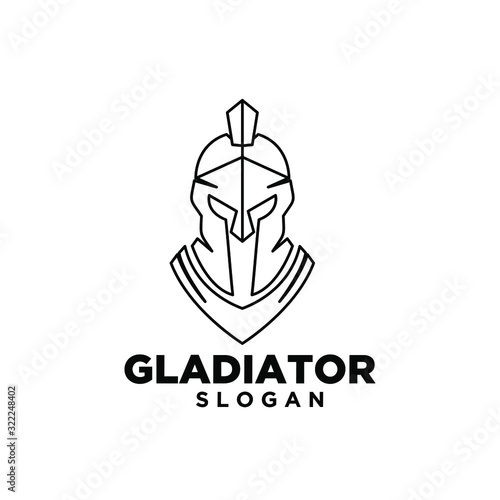 head gladiator line spartan logo icon design