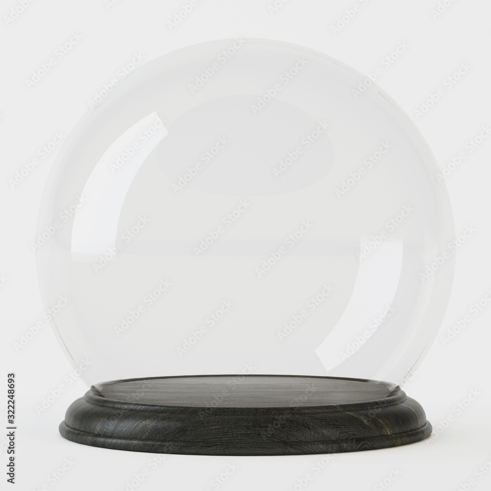 Empty glass dome on a white background. Clipping path included. 3D rendering. Empty glass dome on a white background. Clipping path included. 3D rendering.