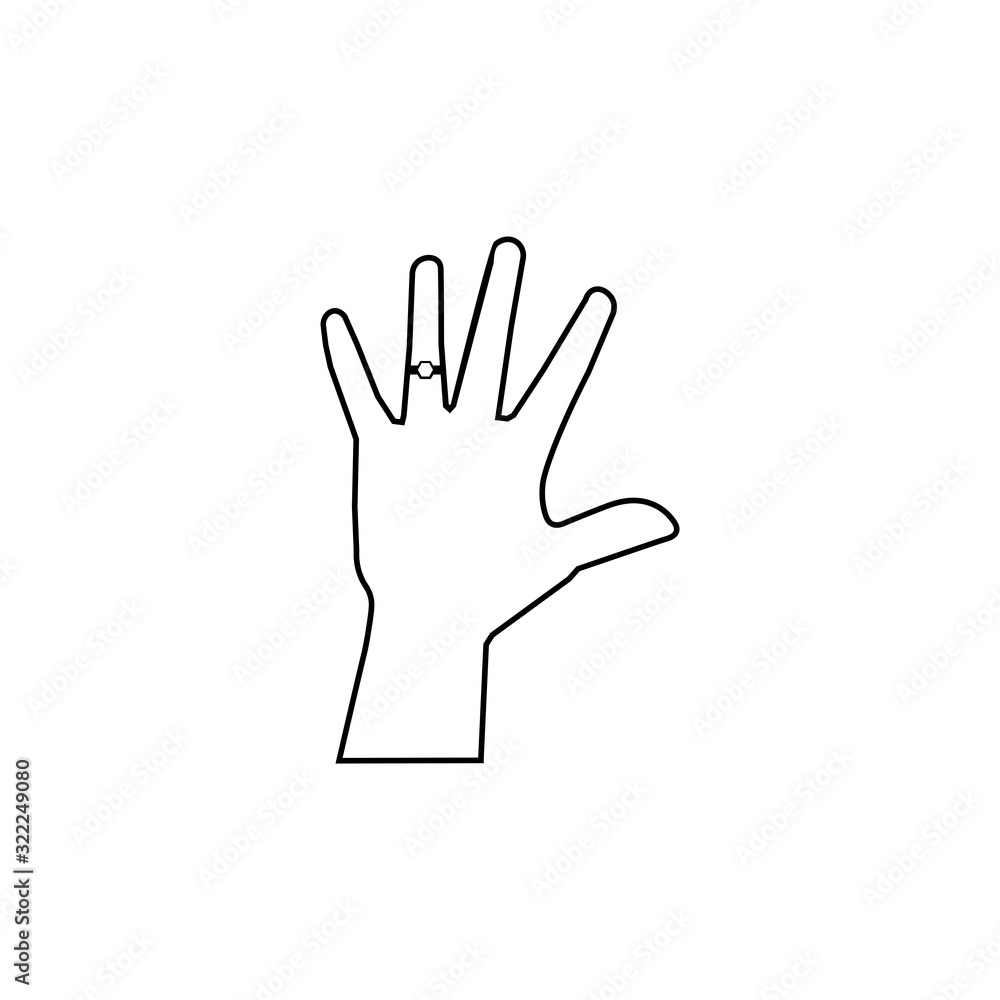 Hand with engagement ring sign. Hand with engagement ring sign.