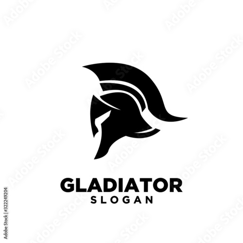 Black white head gladiator spartan logo icon design