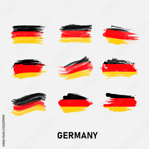 Flag of Germany with  brush stroke  grunge style background vector.