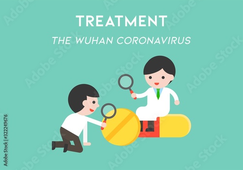 Doctors with medicine, Wuhan coronavirus related vector