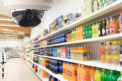 Survillance dome camera system for safety and security.CCTV survillance system prevent thief in supermarket store