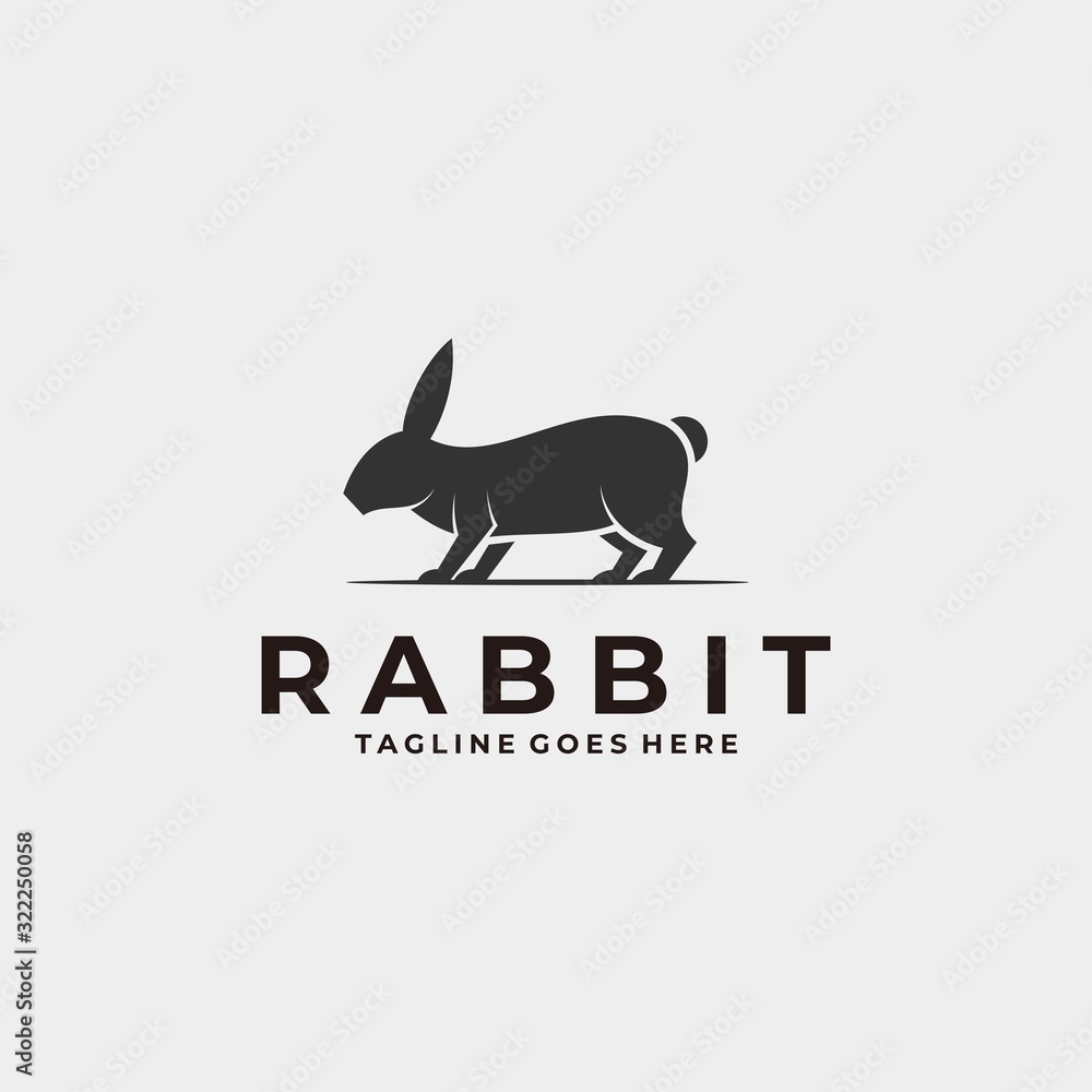 Vector Logo Illustration Rabbit Posed Silhouette Style Vector Logo Illustration Rabbit Posed Silhouette Style
