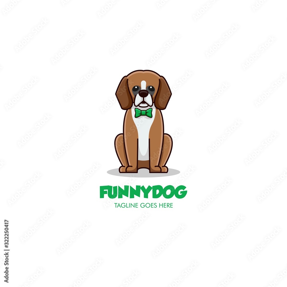 Vector Logo Illustration Funny Dog Simple Mascot Cartoon Style Vector Logo Illustration Funny Dog Simple Mascot Cartoon Style