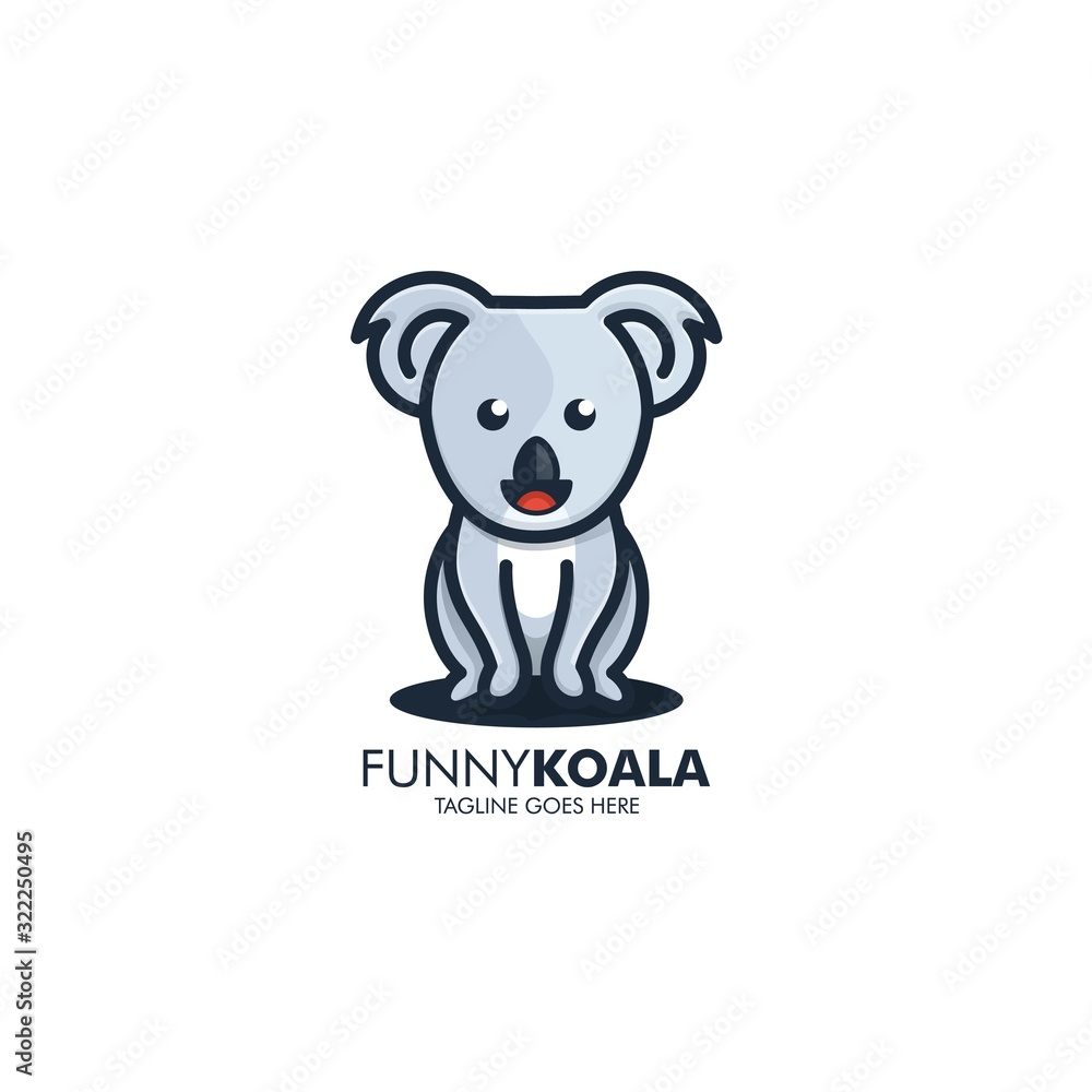Vector Logo Illustration Funny Koala Simple Mascot Cartoon Vector Logo Illustration Funny Koala Simple Mascot Cartoon