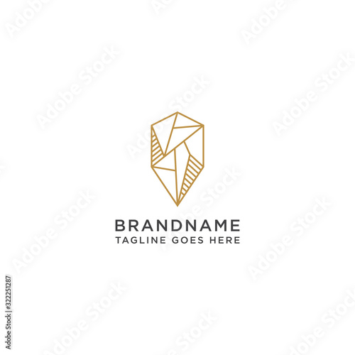 Stone with line style logo design template