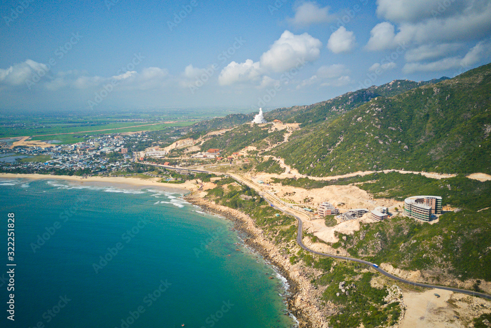 Aerial image of coastal lines near Quy Nhon, Vietnam.