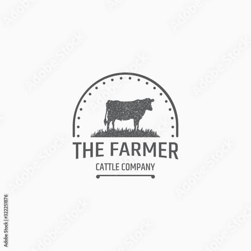 Cow farming logo design template vector illustration
