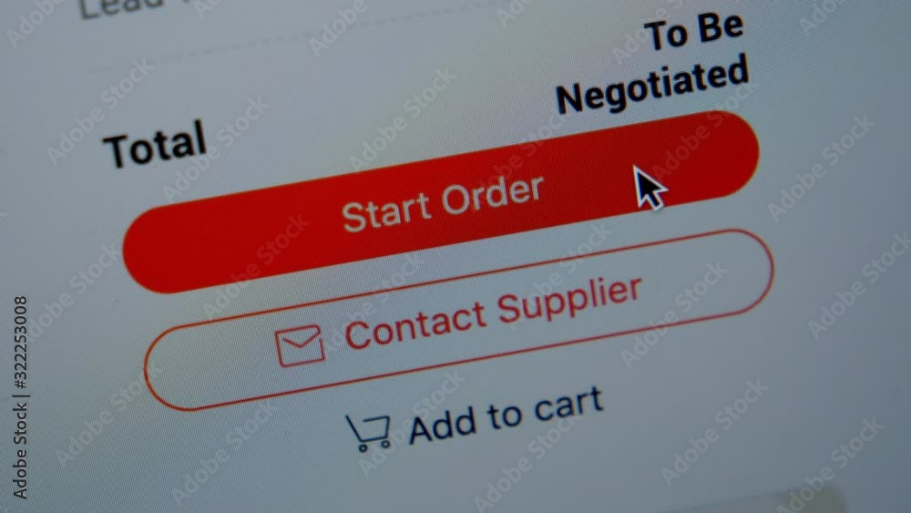 Online shopping. Close up of mouse clicking on Start Order button on ...