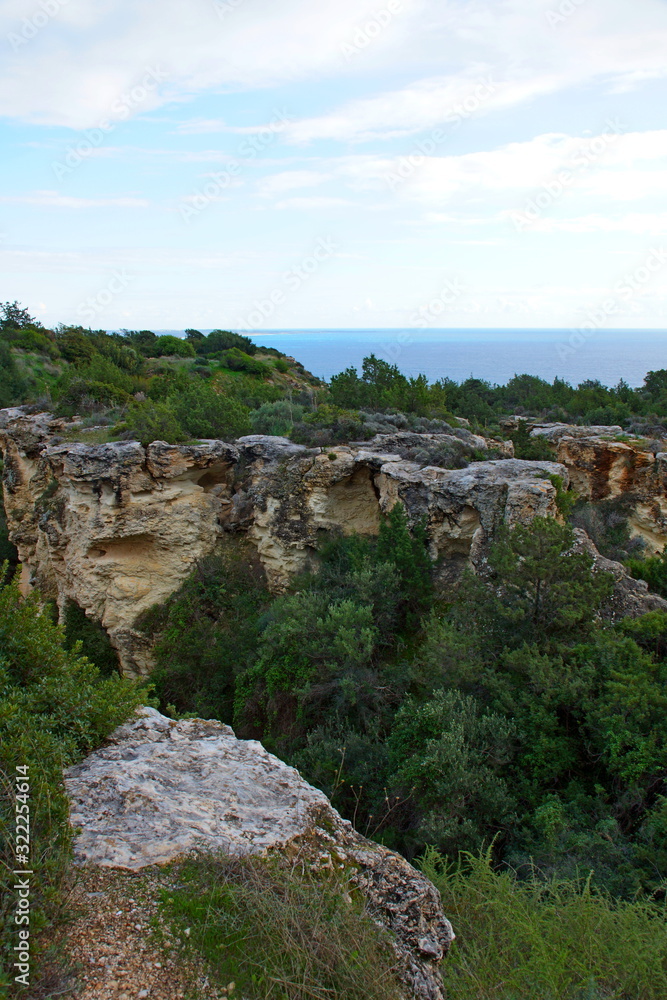 Cypriot landscape at sea and cliffs