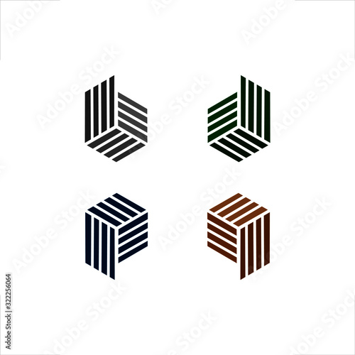 hexagon lines cube abstract  logo