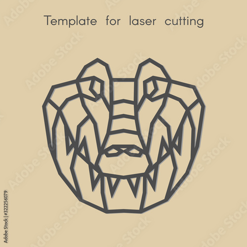 Template animal for laser cutting. Abstract geometriс crocodile for cut. Stencil for decorative panel of wood, metal, paper. Vector illustration.