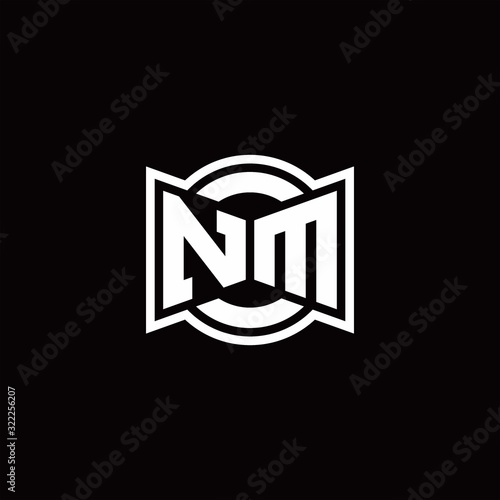 NM logo monogram with ribbon style circle rounded design template photo