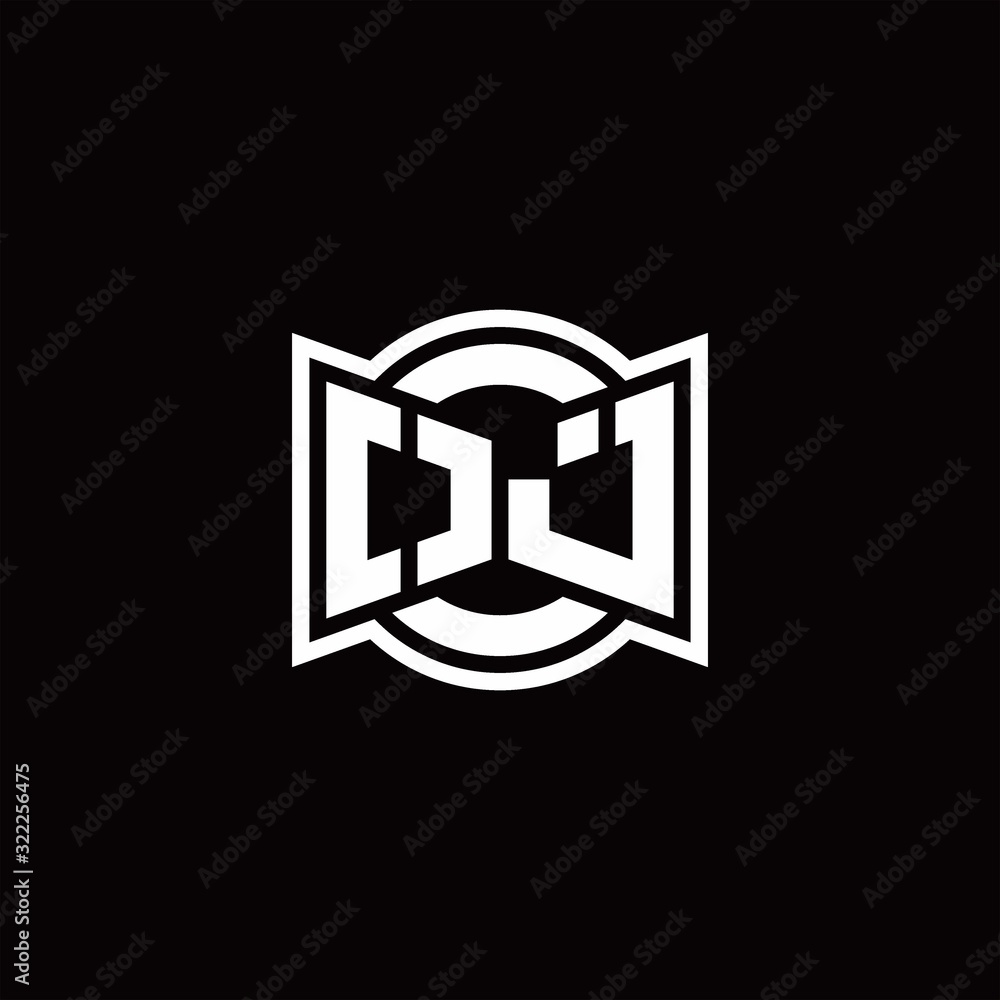 OJ logo monogram with ribbon style circle rounded design template