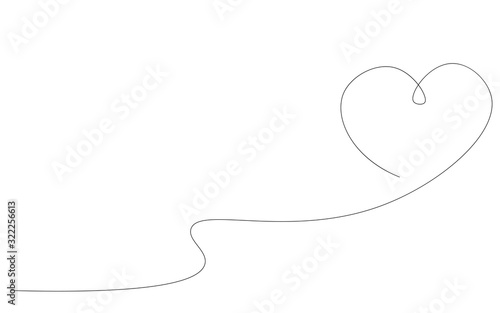Love heart vector, one line drawing. Vector illustration