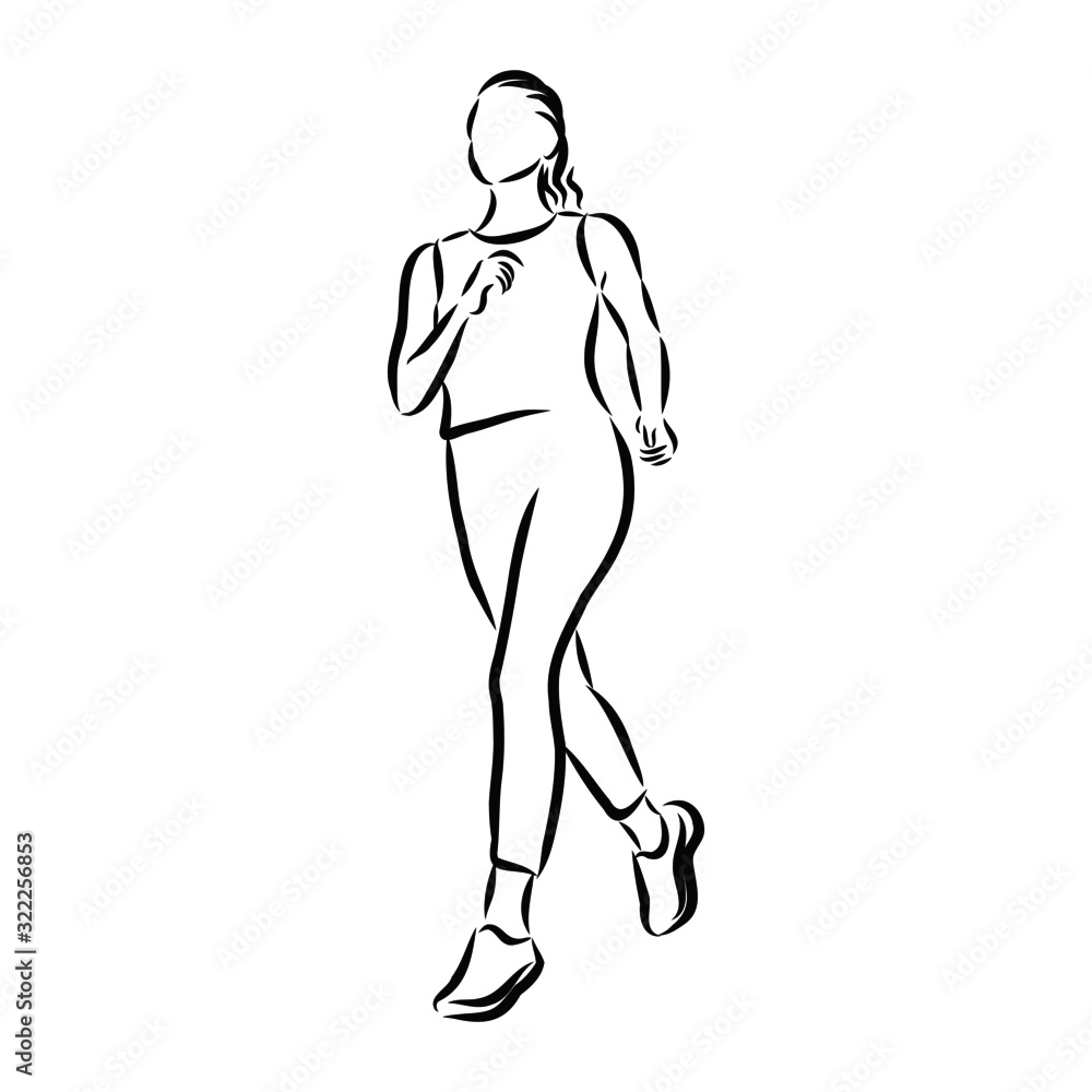 Fototapeta premium sketch of a jogging girl