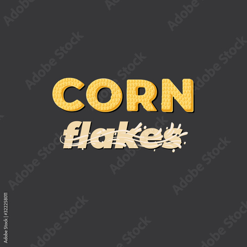 Corn flakes - lettering label design. Vector illustration.