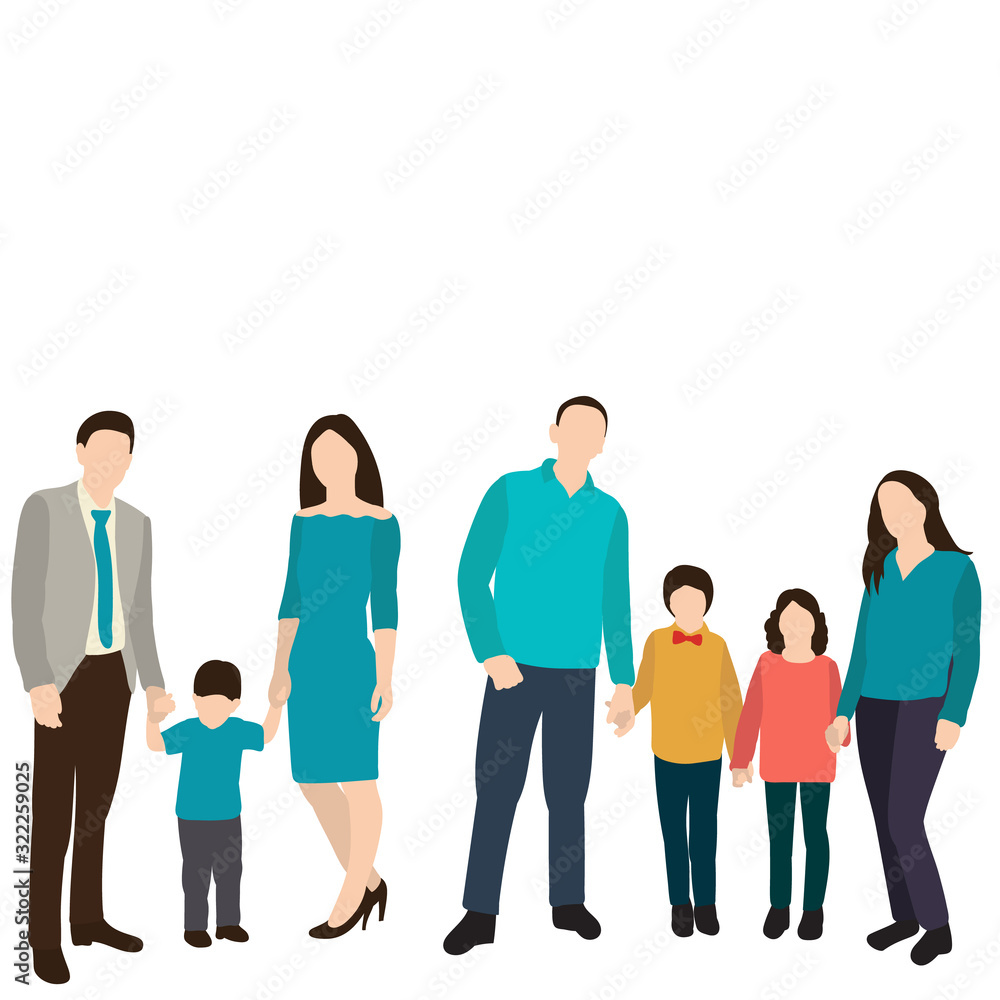 Fototapeta premium vector, isolated, silhouette family, flat style