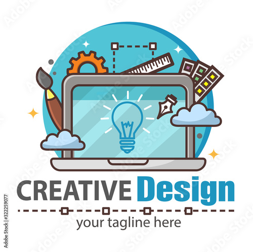 Vector modern design concept logo template for graphic designer or artist or web studio or freelancer. Stylish design element sign. Design for print, emblem, t-shirt, sticker, logotype.