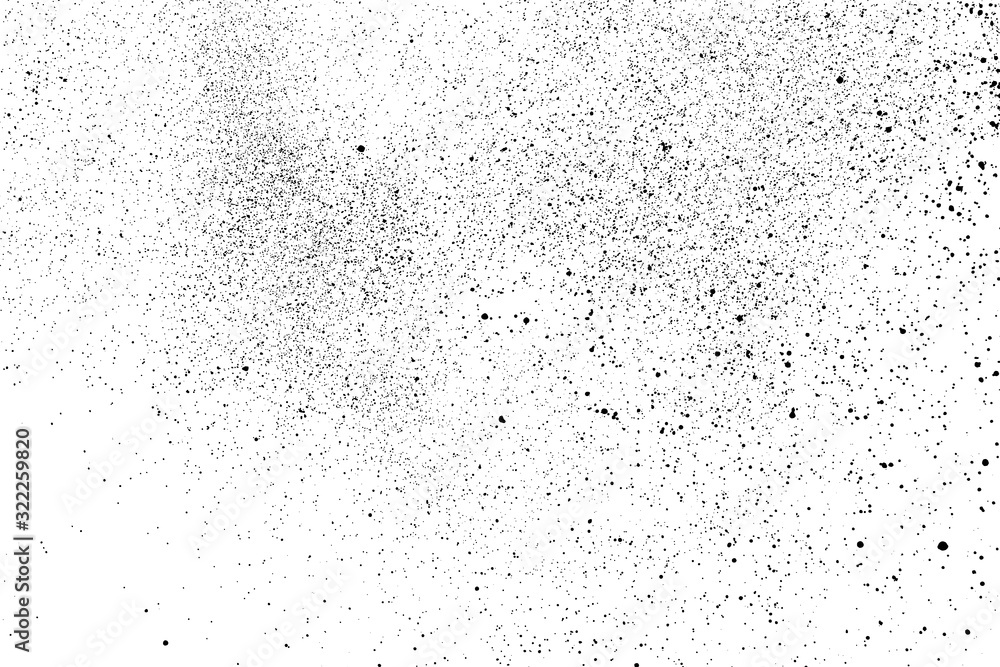 Black Grainy Texture Isolated On White Background. Dust Overlay. Dark Noise Granules. Digitally Generated Image. Vector Design Elements, Illustration, Eps 10.