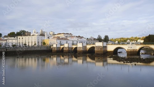 Tavira city view with river gilao in Algarve, Portugal