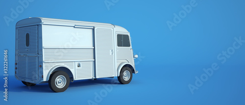 Vintage van blue background