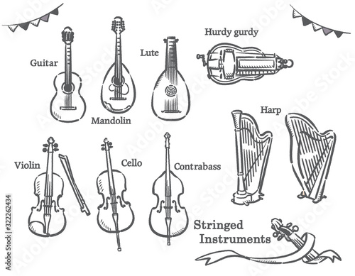 弦楽器イラスト素材セット