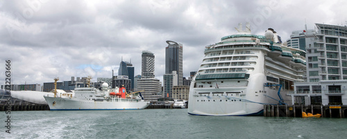 Auckland City New Zealand Skyline Cruiseship