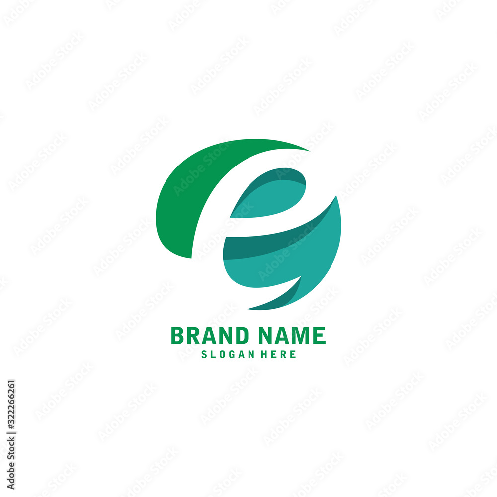 Vetor de Eco Natural Letter Initial E Logo Design Template Vector do ...