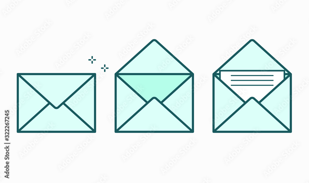 A set of envelopes for writing. A letter in an envelope. A set of envelopes for writing. A letter in an envelope.