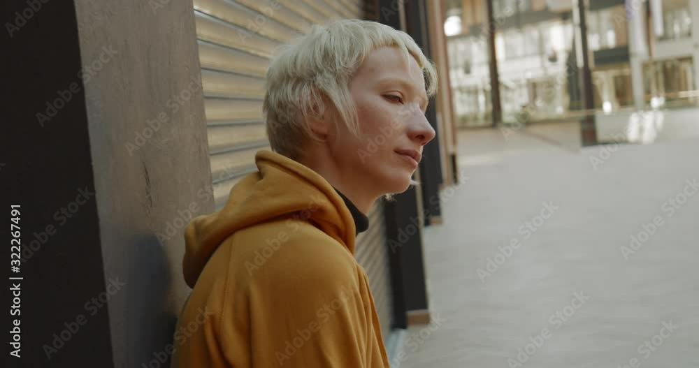 Portrait of blond lesbian woman (slow motion)