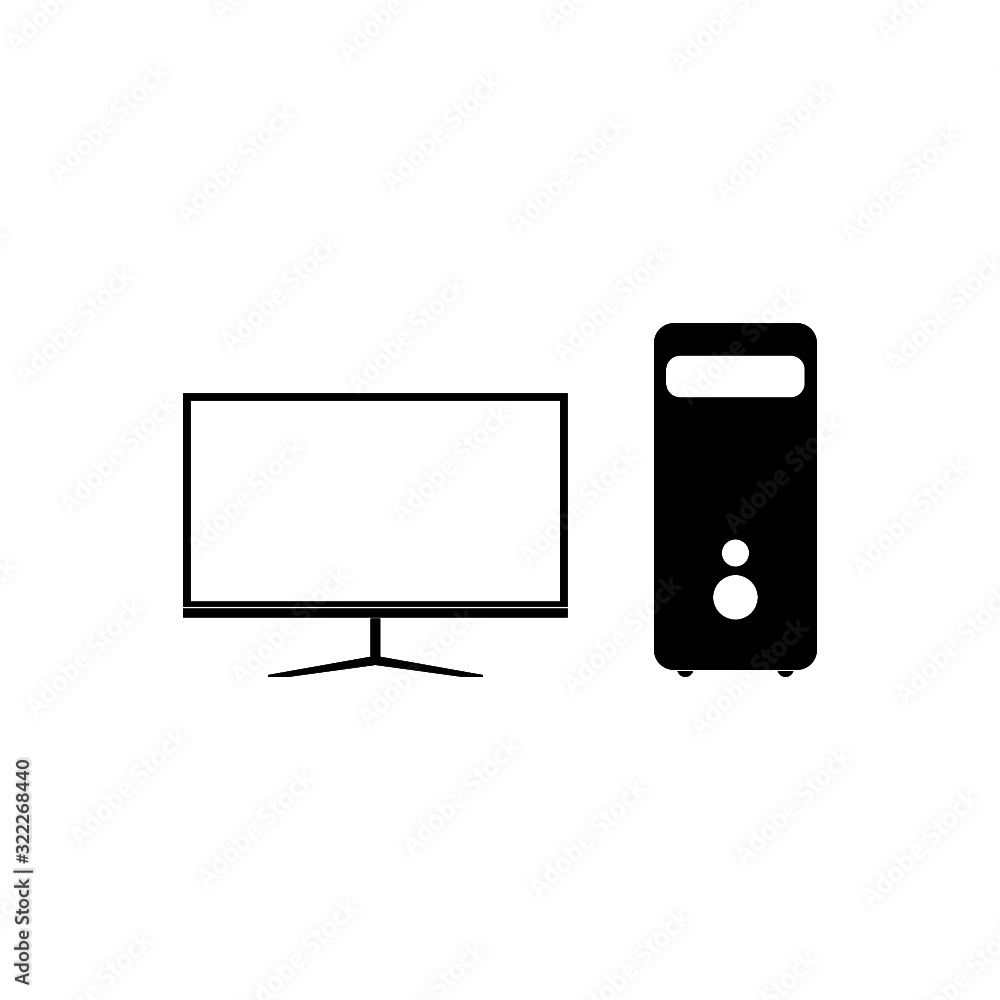 Desktop computer icon, flat sign for mobile concept and web design. PC computer monitor icon Desktop computer icon, flat sign for mobile concept and web design. PC computer monitor icon