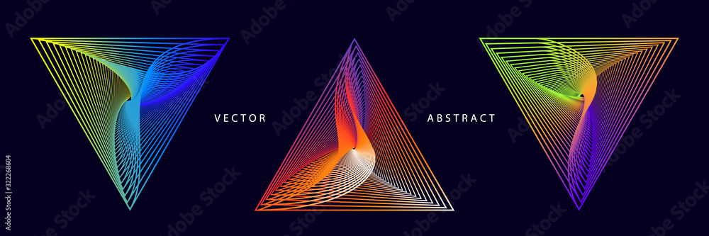 Set of Futuristic Triangle Graphic Elements on Dark Background ...