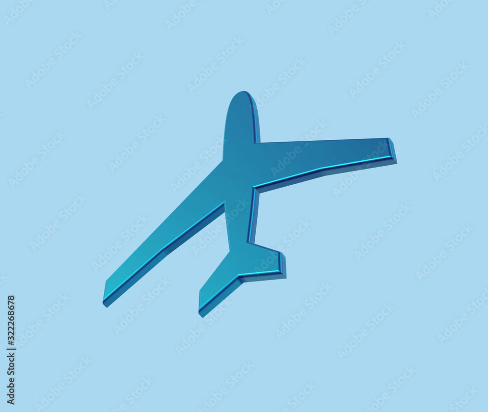 Flugzeug auf dem blauen Hintergrund.