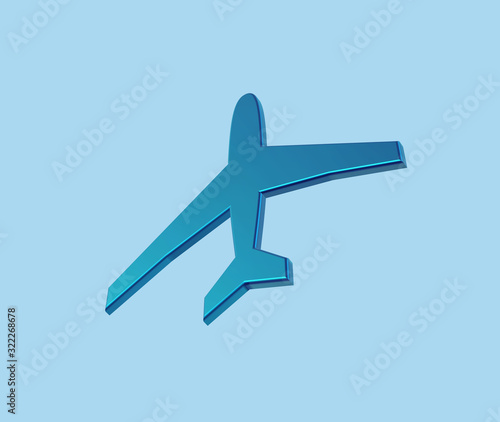 Flugzeug auf dem blauen Hintergrund.