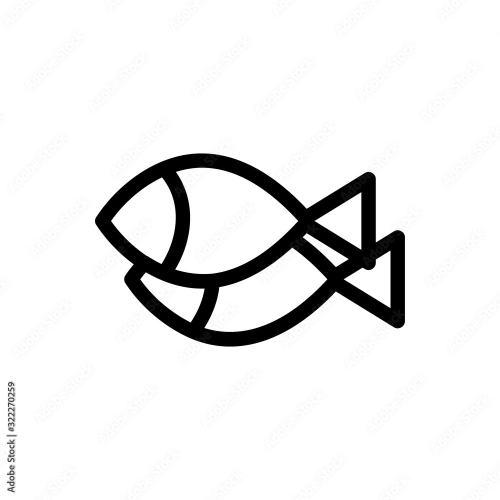 Fish icon vector. Thin line sign. Isolated contour symbol illustration Fish icon vector. Thin line sign. Isolated contour symbol illustration