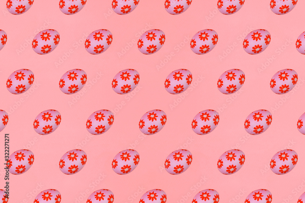 Red Easter eggs on the background. Festive preparation, pattern, repetition, banner. Red Easter eggs on the background. Festive preparation, pattern, repetition, banner.