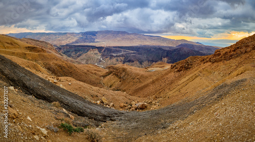 Beautiful Scenery Scenic Panoramic View Jordan mountains near the Dead Sea